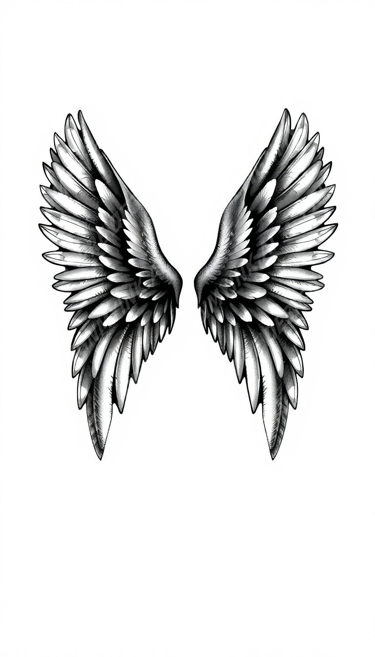 Angel Wings tattoo design in the Black & Grey Realism style — AI-generated concept by DesignMyInk