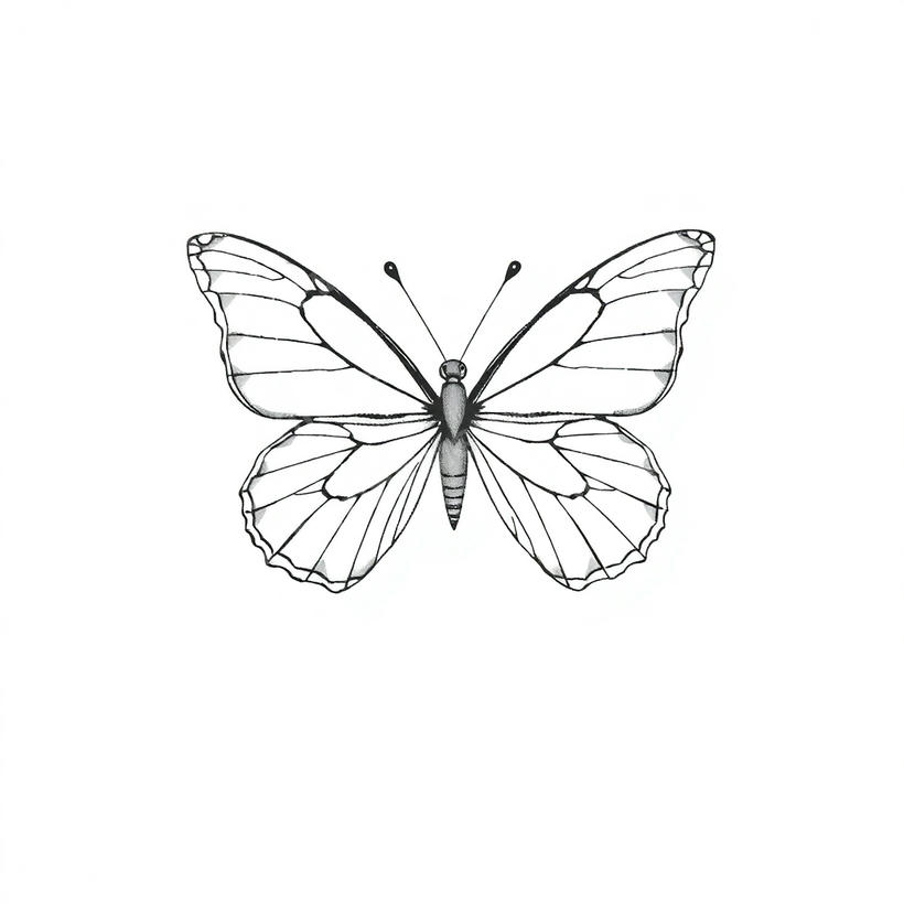 Butterfly tattoo design in the Fine Line style — AI-generated concept 4 by DesignMyInk