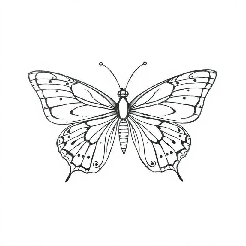 Butterfly tattoo design in the Fine Line style — AI-generated concept 5 by DesignMyInk