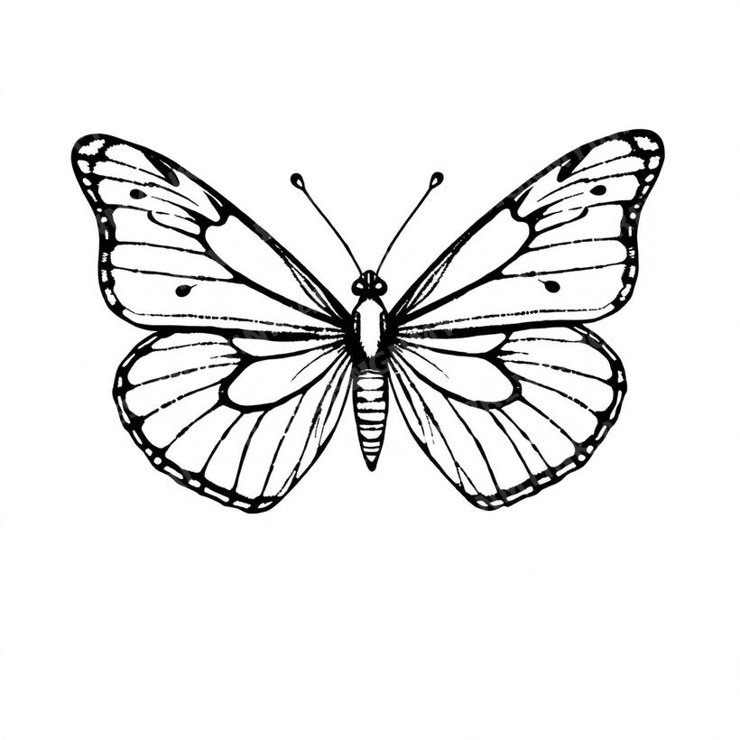 Butterfly tattoo design in the Fine Line style — AI-generated concept 6 by DesignMyInk