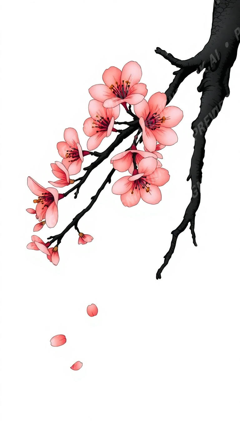Cherry Blossom tattoo design in the Japanese (Irezumi) style — AI-generated concept 3 by DesignMyInk