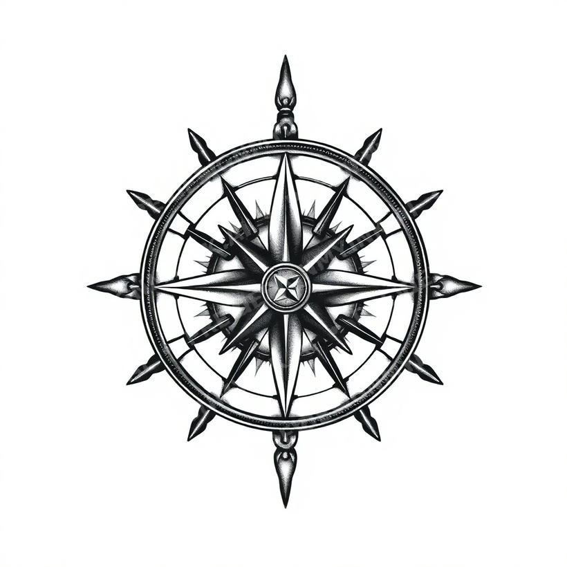 Compass Tattoo — AI tattoo design by DesignMyInk