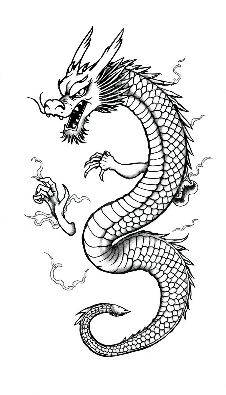 Dragon tattoo design in the Japanese (Irezumi) style — AI-generated concept 5 by DesignMyInk