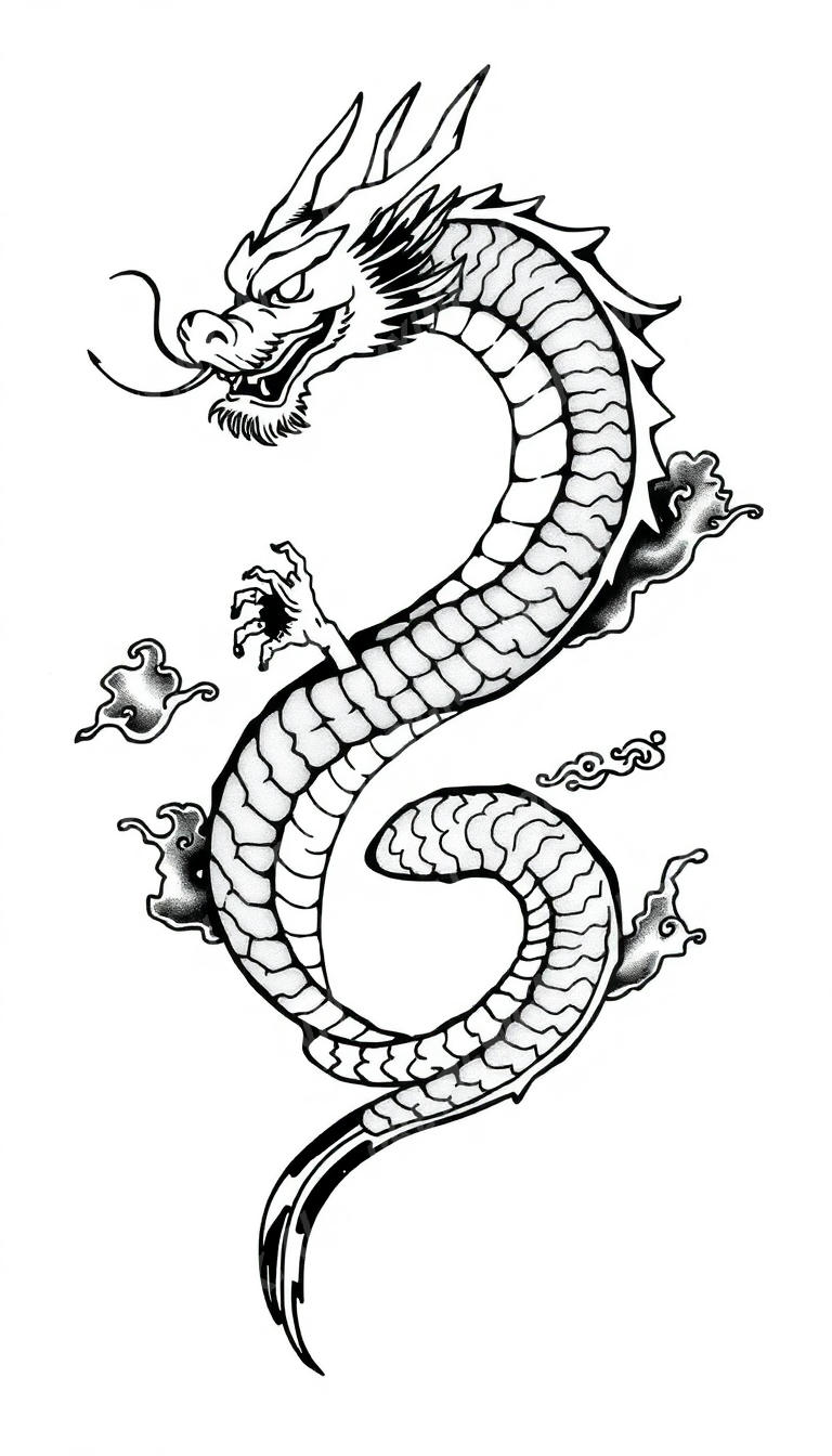 Dragon tattoo design in the Japanese (Irezumi) style — AI-generated concept 6 by DesignMyInk