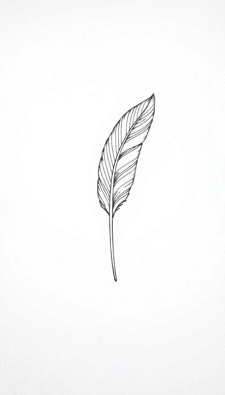 Feather tattoo design in the Fine Line style — AI-generated concept by DesignMyInk