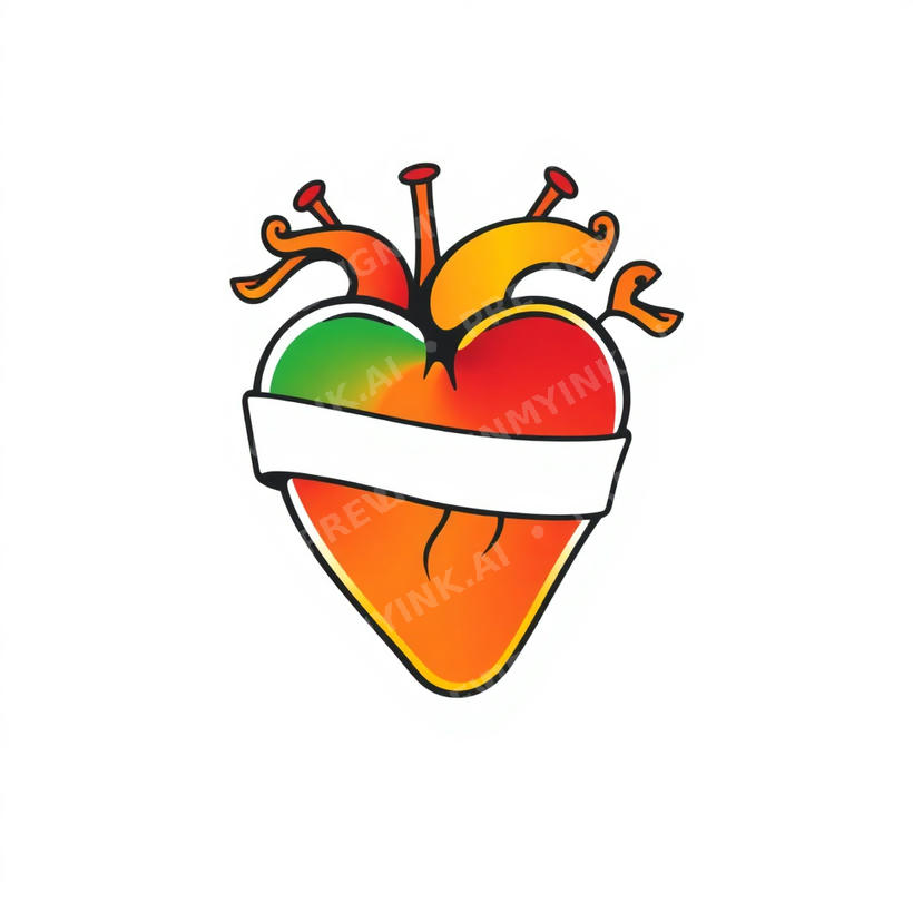 Heart tattoo design in the Old School style — AI-generated concept by DesignMyInk