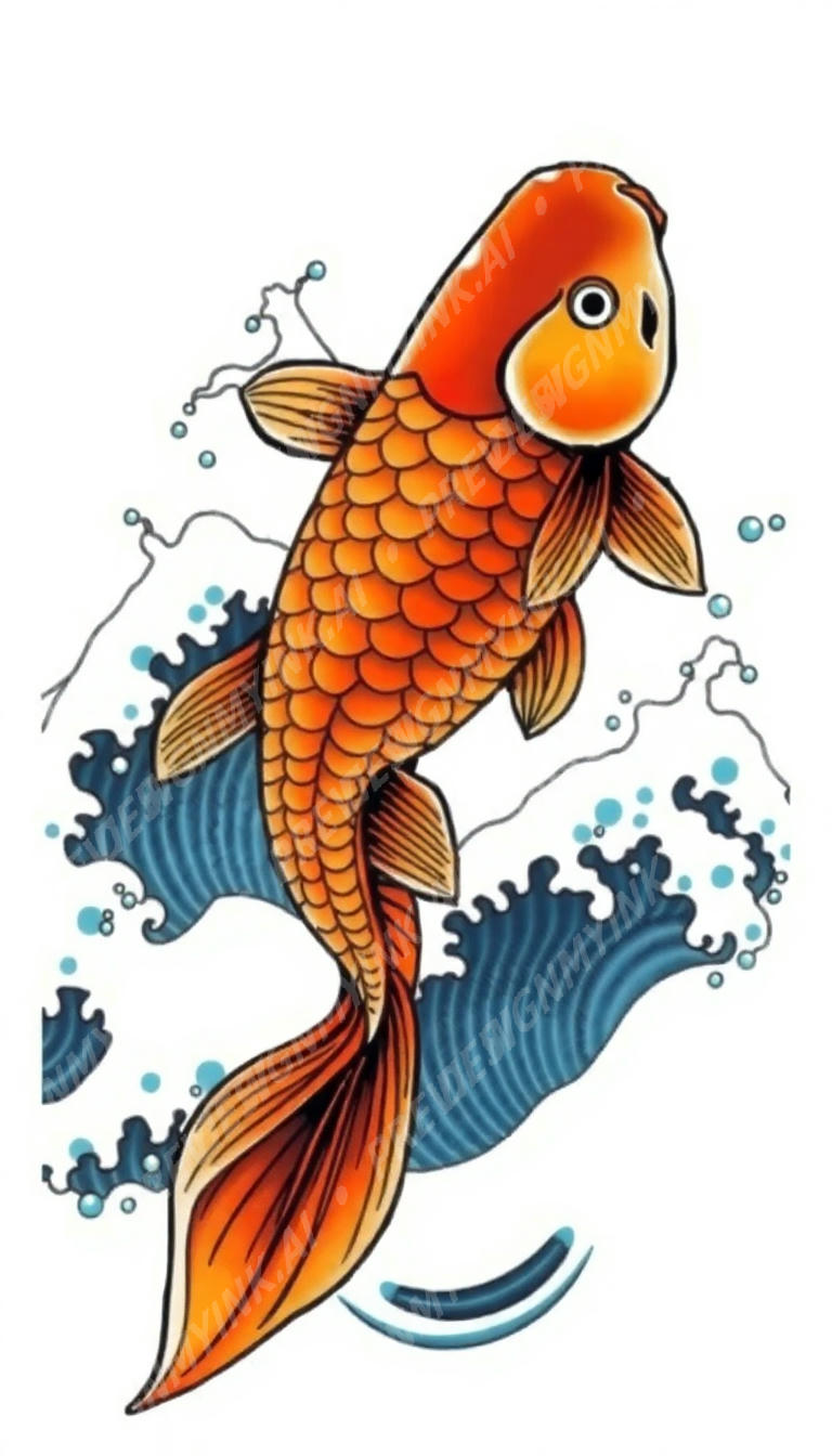Koi Fish tattoo design in the Japanese (Irezumi) style — AI-generated concept 2 by DesignMyInk