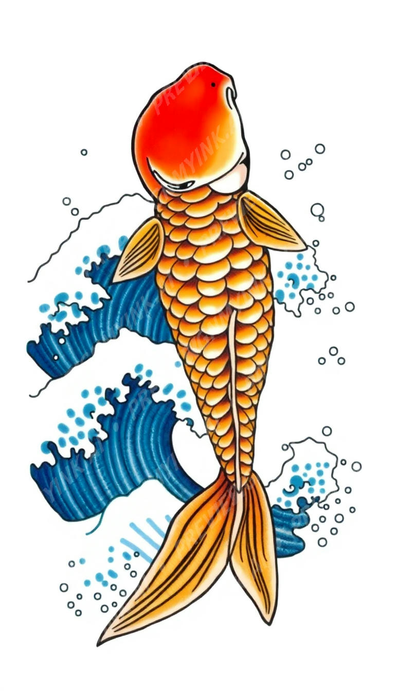 Koi Fish tattoo design in the Japanese (Irezumi) style — AI-generated concept 3 by DesignMyInk