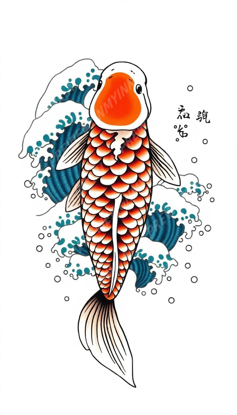 Koi Fish tattoo design in the Japanese (Irezumi) style — AI-generated concept 5 by DesignMyInk