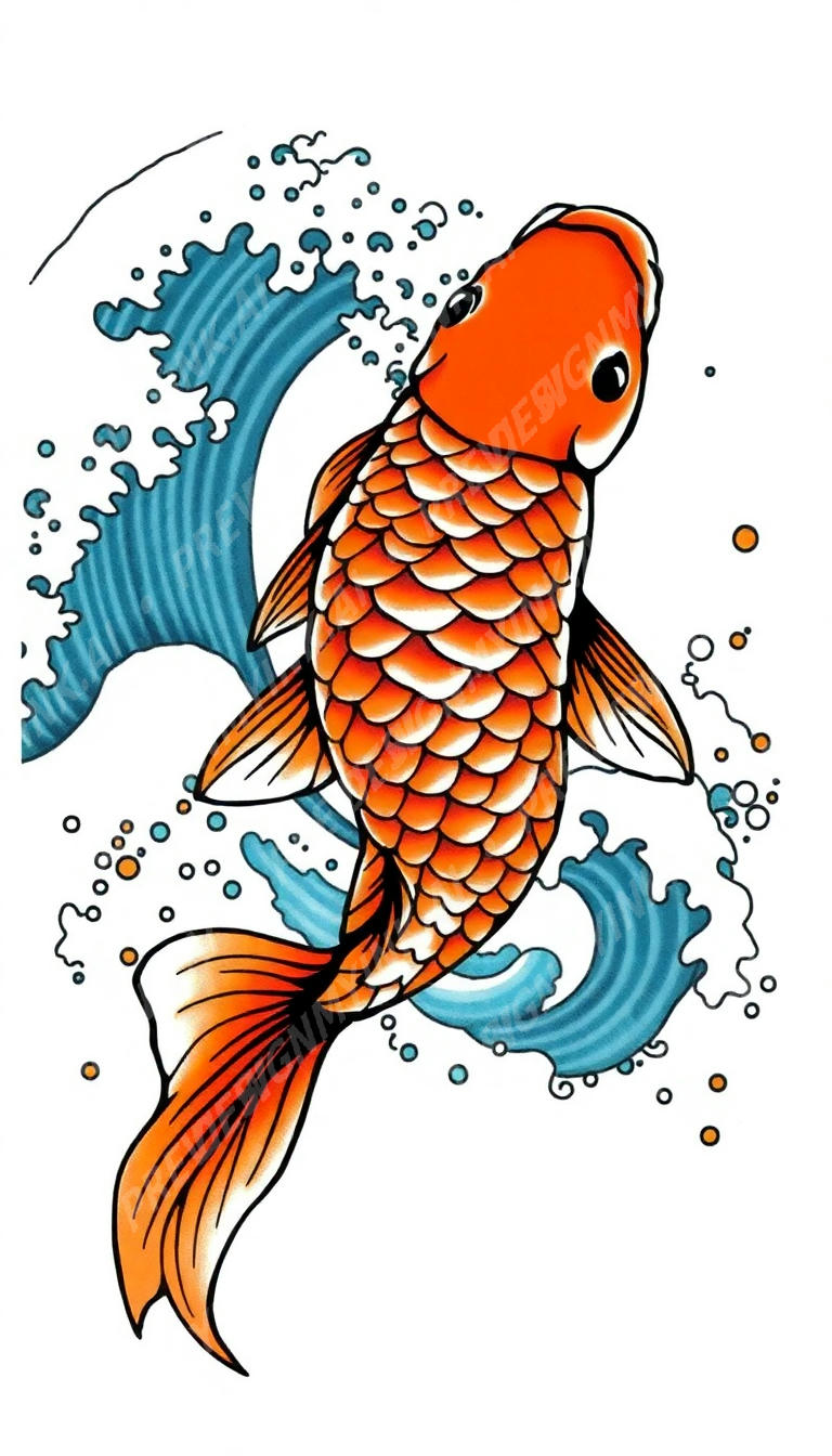 Koi Fish tattoo design in the Japanese (Irezumi) style — AI-generated concept 7 by DesignMyInk