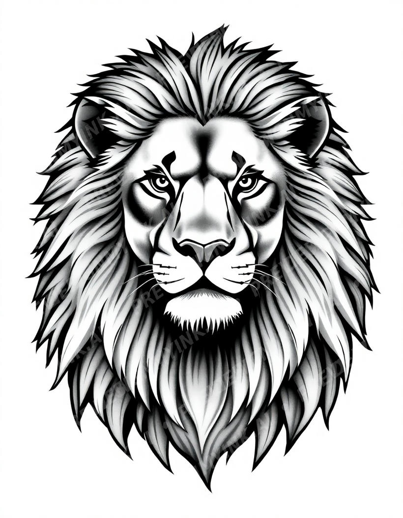 Lion tattoo design in the Black & Grey Realism style — AI-generated concept 2 by DesignMyInk