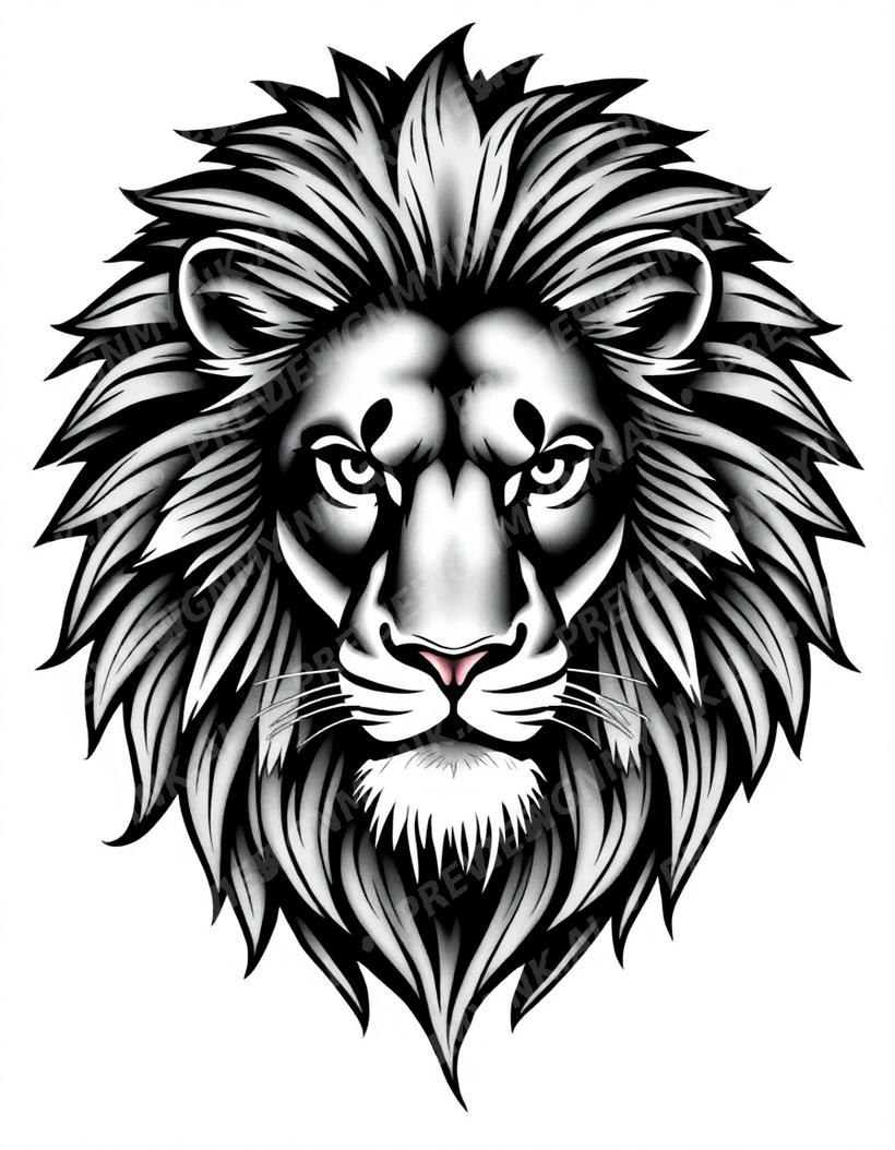Lion tattoo design in the Black & Grey Realism style — AI-generated concept 4 by DesignMyInk