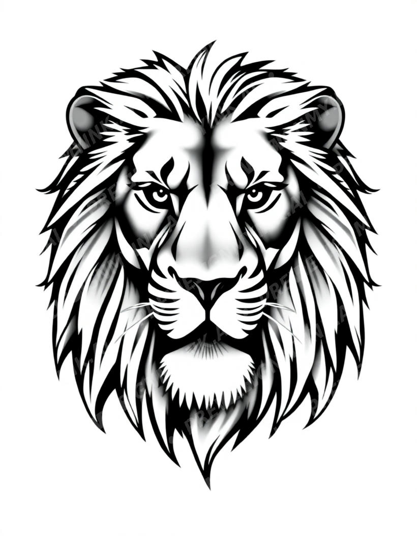 Lion tattoo design in the Black & Grey Realism style — AI-generated concept 5 by DesignMyInk