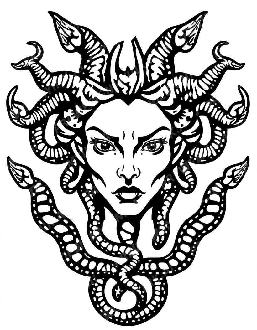 Medusa tattoo design in the Blackwork style — AI-generated concept 2 by DesignMyInk