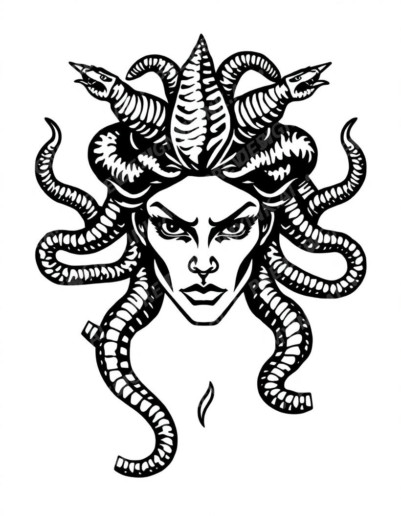 Medusa tattoo design in the Blackwork style — AI-generated concept 3 by DesignMyInk