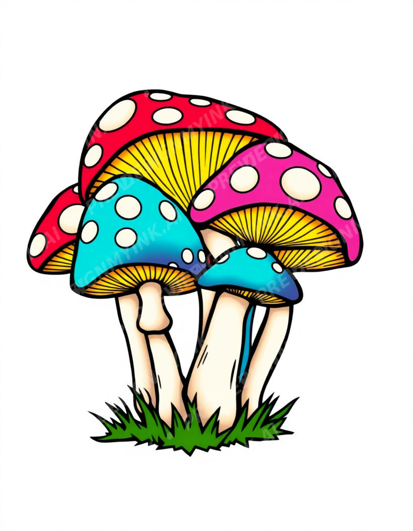 Mushroom tattoo design in the New School style — AI-generated concept 2 by DesignMyInk