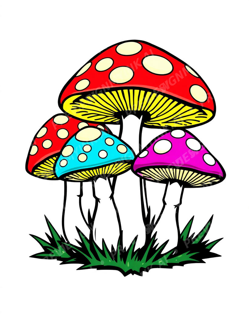 Mushroom tattoo design in the New School style — AI-generated concept 3 by DesignMyInk