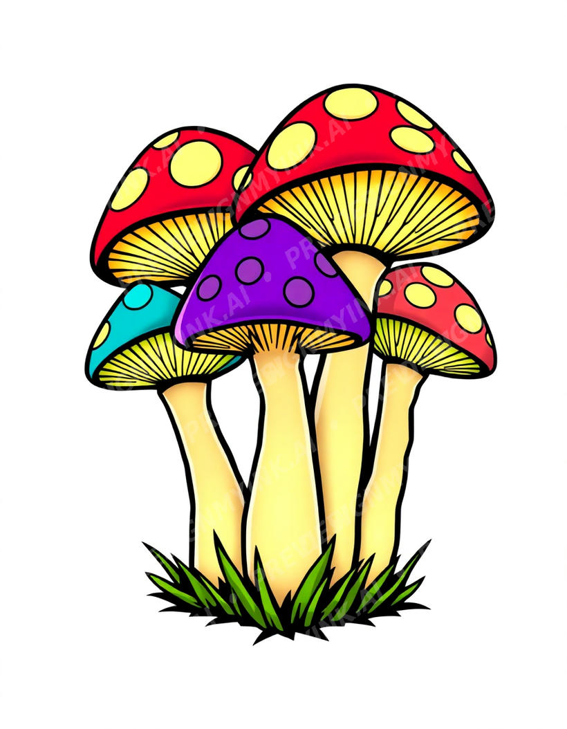 Mushroom tattoo design in the New School style — AI-generated concept by DesignMyInk