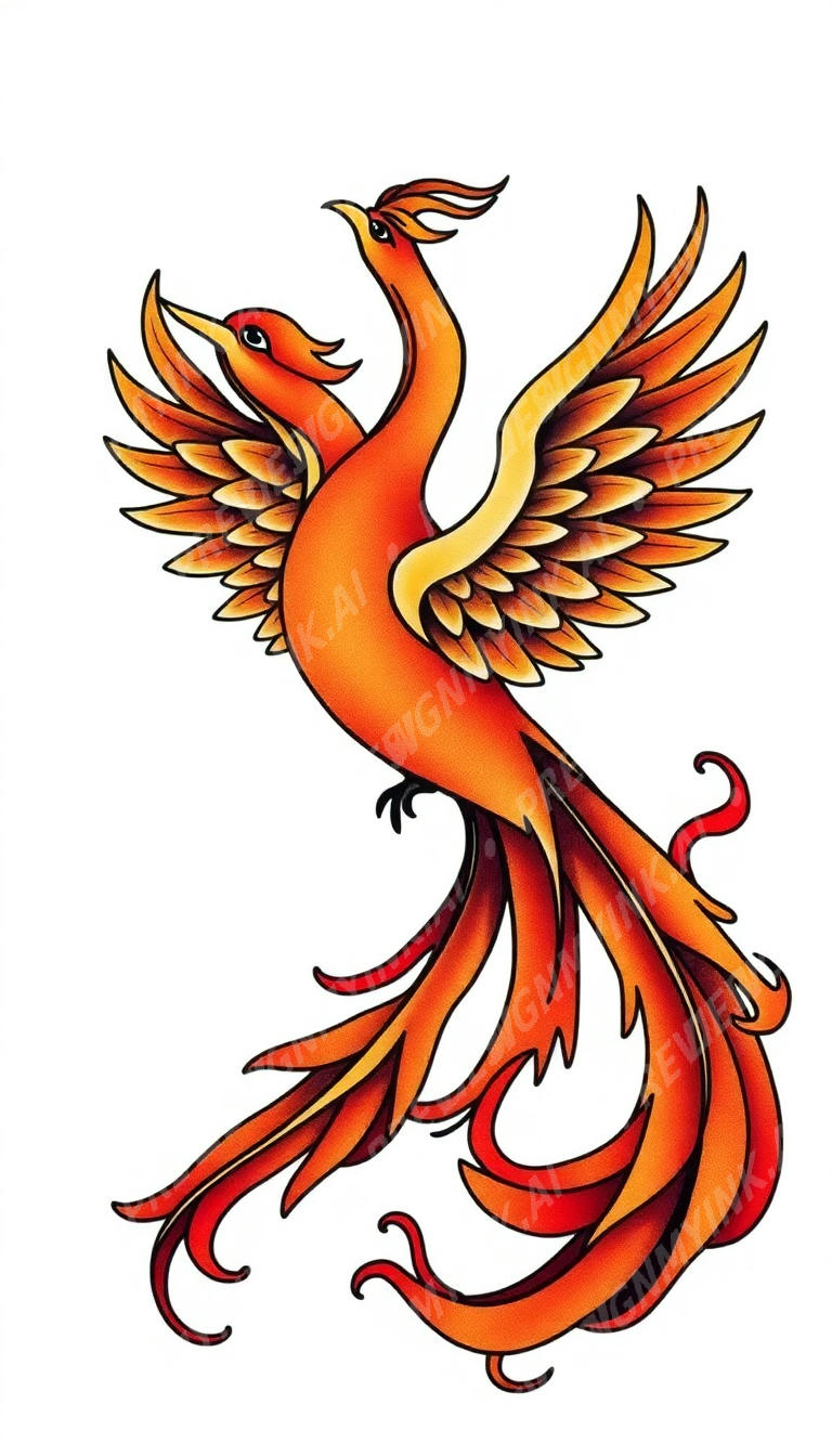 Phoenix tattoo design in the Japanese (Irezumi) style — AI-generated concept 3 by DesignMyInk