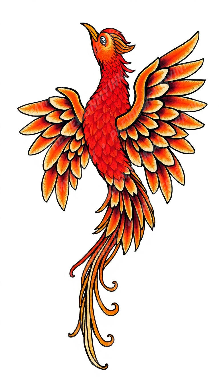 Phoenix tattoo design in the Japanese (Irezumi) style — AI-generated concept 7 by DesignMyInk