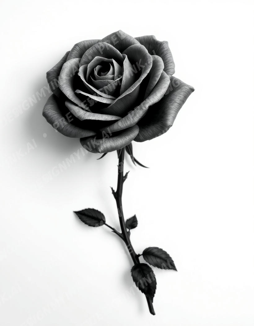 Rose tattoo design in the Black & Grey Realism style — AI-generated concept 2 by DesignMyInk