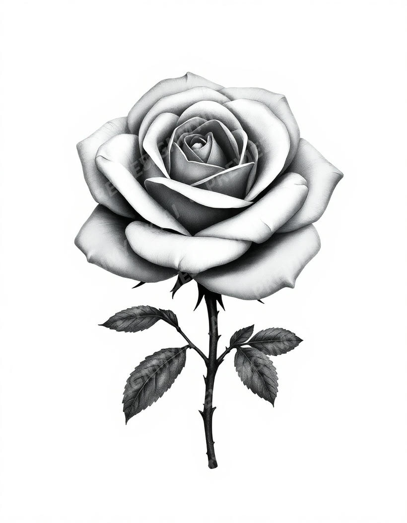 Rose tattoo design in the Black & Grey Realism style — AI-generated concept 3 by DesignMyInk