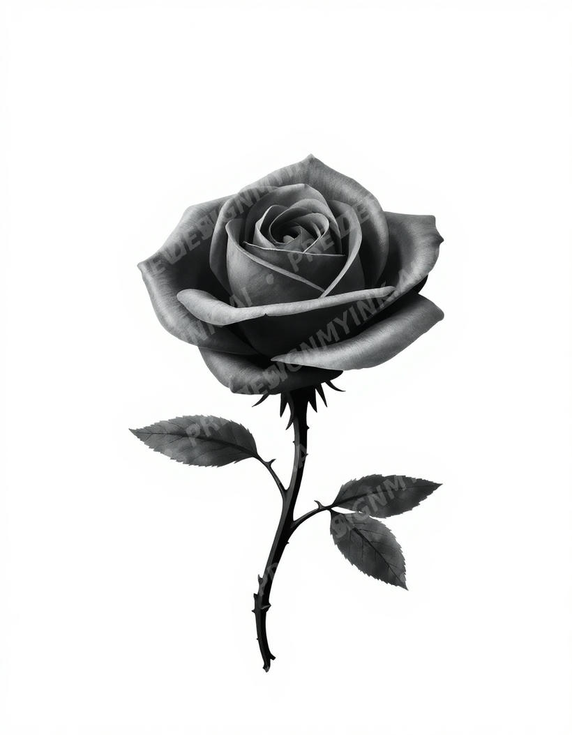 Rose tattoo design in the Black & Grey Realism style — AI-generated concept 5 by DesignMyInk