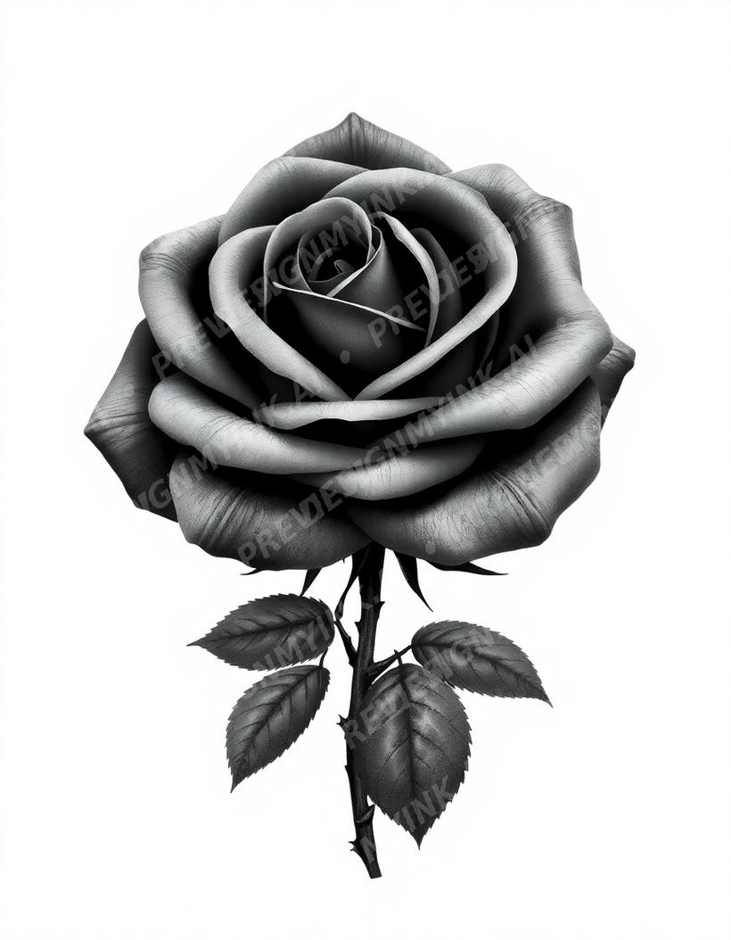 Rose tattoo design in the Black & Grey Realism style — AI-generated concept 7 by DesignMyInk