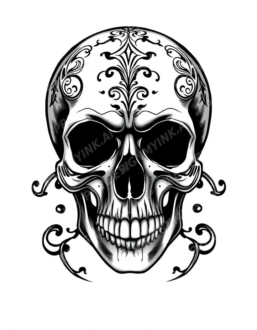 Skull tattoo design in the Gothic / Dark style — AI-generated concept 4 by DesignMyInk