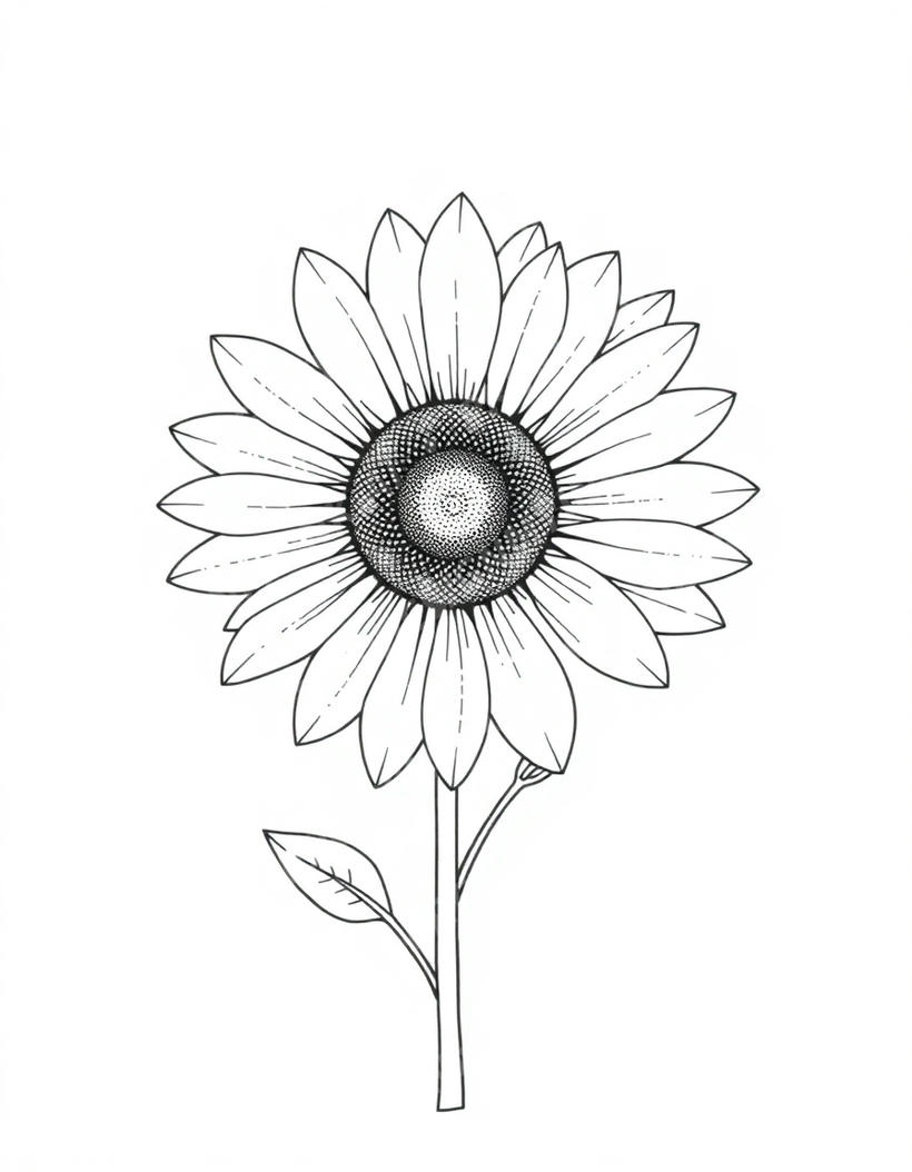Sunflower tattoo design in the Fine Line style — AI-generated concept 3 by DesignMyInk