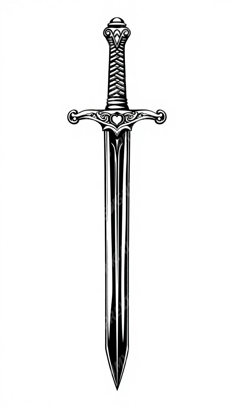 Sword tattoo design in the Blackwork style — AI-generated concept 2 by DesignMyInk