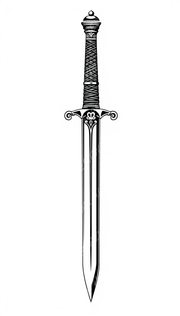 Sword tattoo design in the Blackwork style — AI-generated concept 3 by DesignMyInk