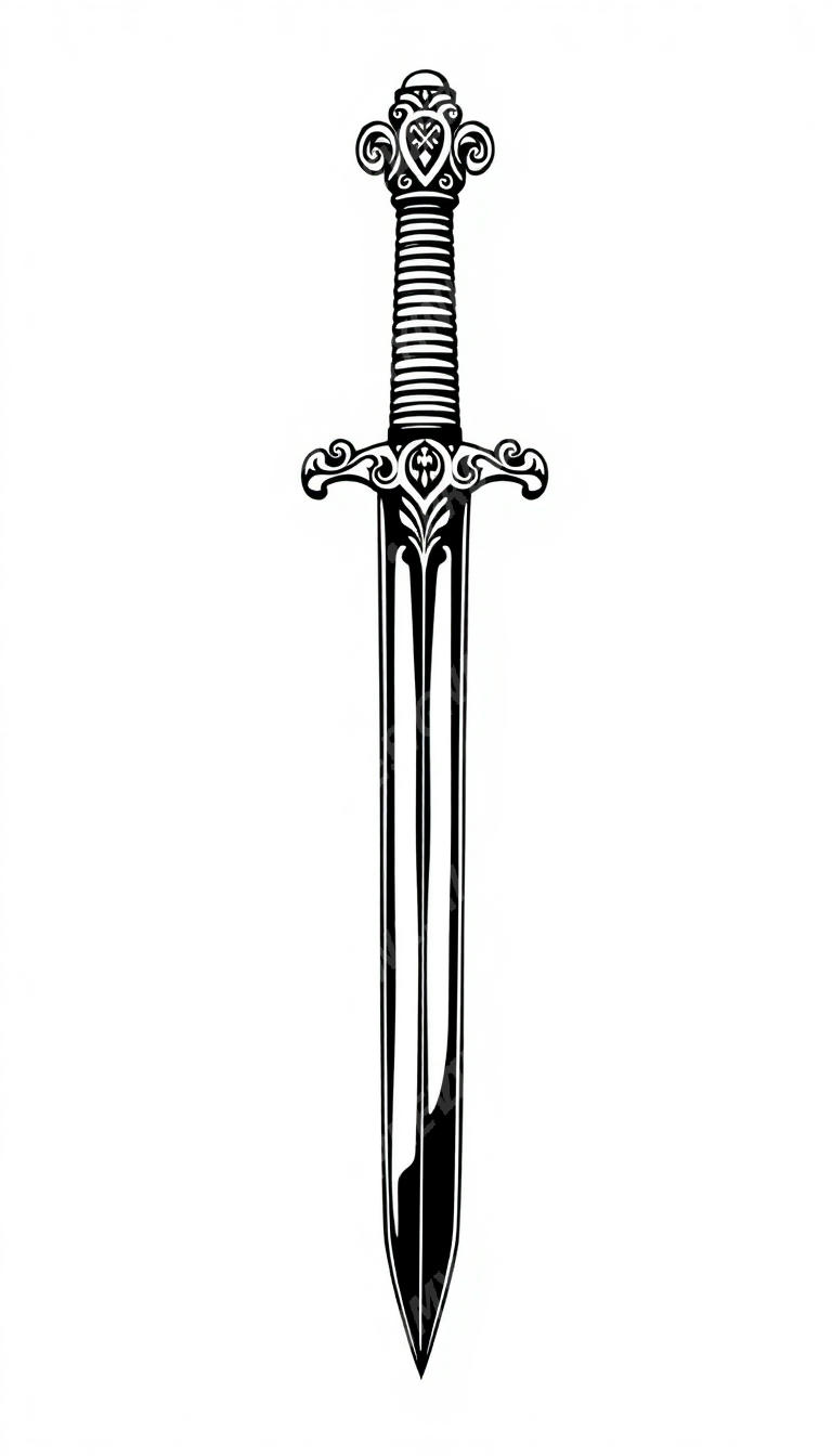 Sword tattoo design in the Blackwork style — AI-generated concept by DesignMyInk