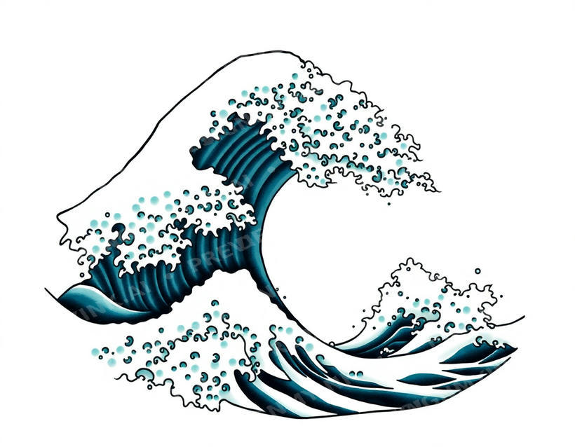 Wave tattoo design in the Japanese (Irezumi) style — AI-generated concept by DesignMyInk
