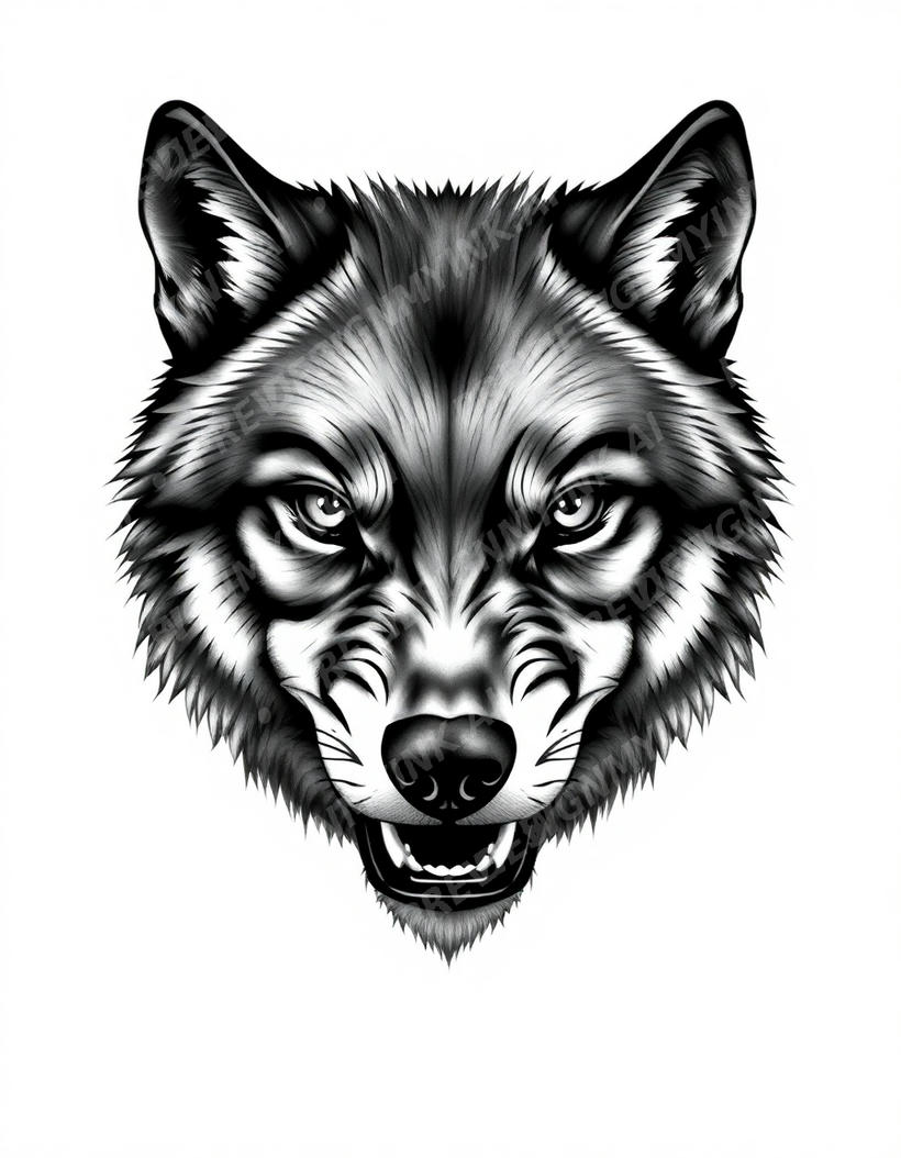 Wolf tattoo design in the Black & Grey Realism style — AI-generated concept 3 by DesignMyInk