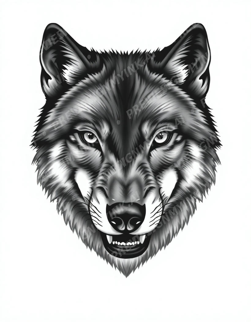 Wolf tattoo design in the Black & Grey Realism style — AI-generated concept 4 by DesignMyInk