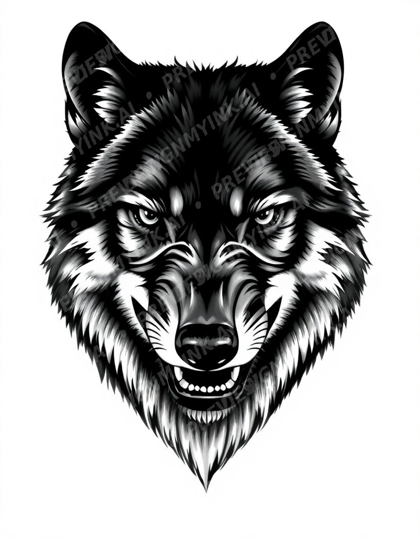 Wolf tattoo design in the Black & Grey Realism style — AI-generated concept 6 by DesignMyInk