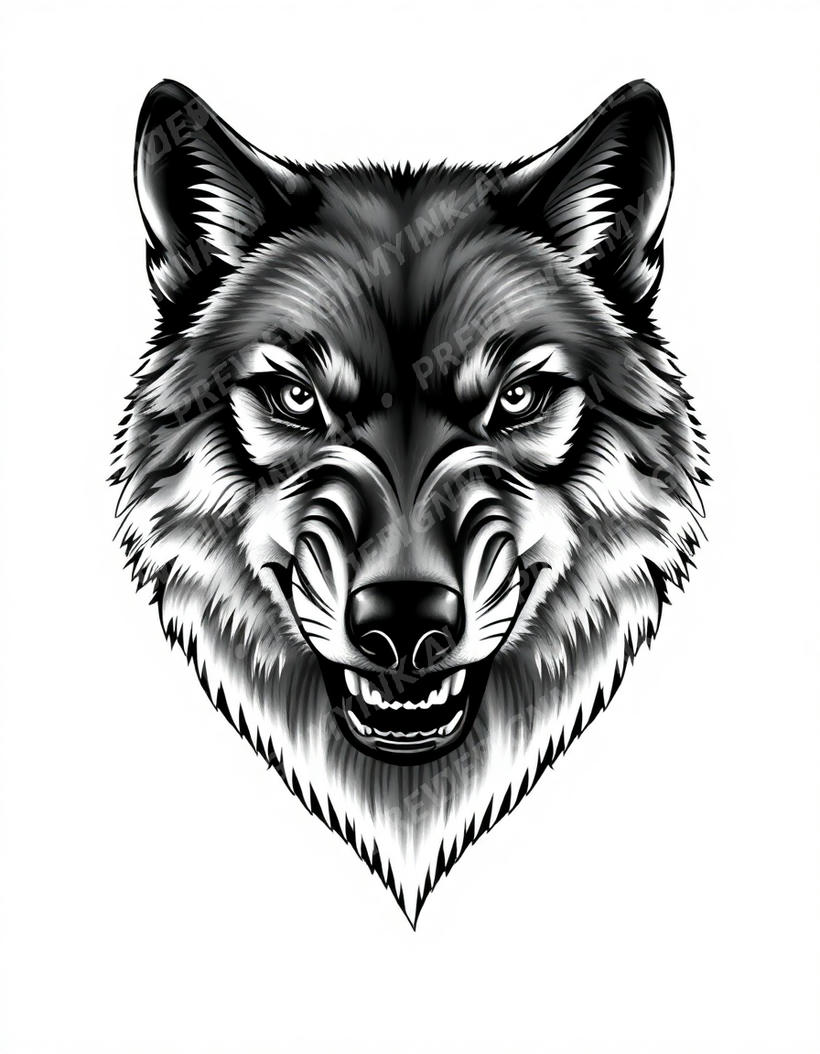 Wolf tattoo design in the Black & Grey Realism style — AI-generated concept 7 by DesignMyInk